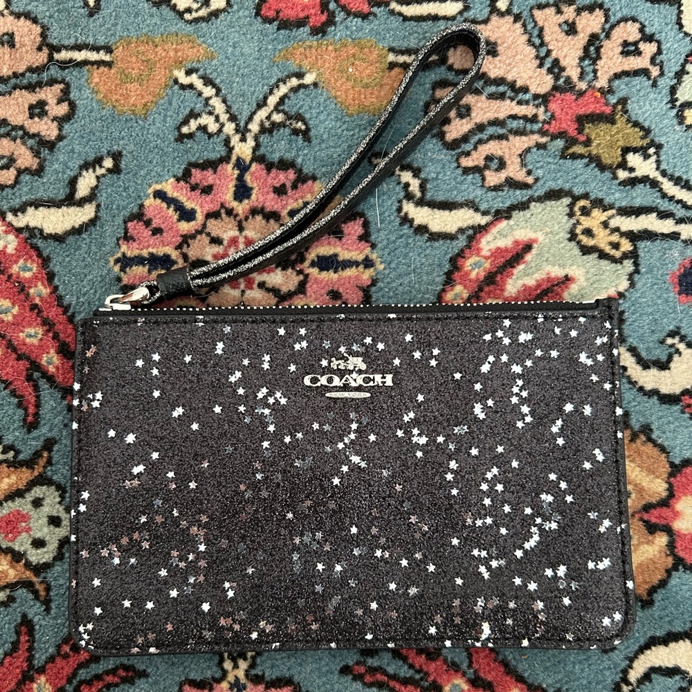 BRAND NEW Coach Star Shimmer Wristlet Black